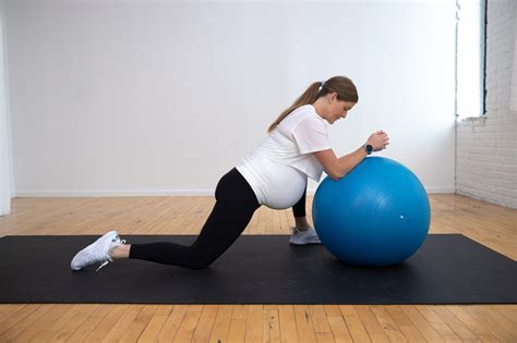 pregnancy exercise on yoga ball|couch instead of birthing ball.